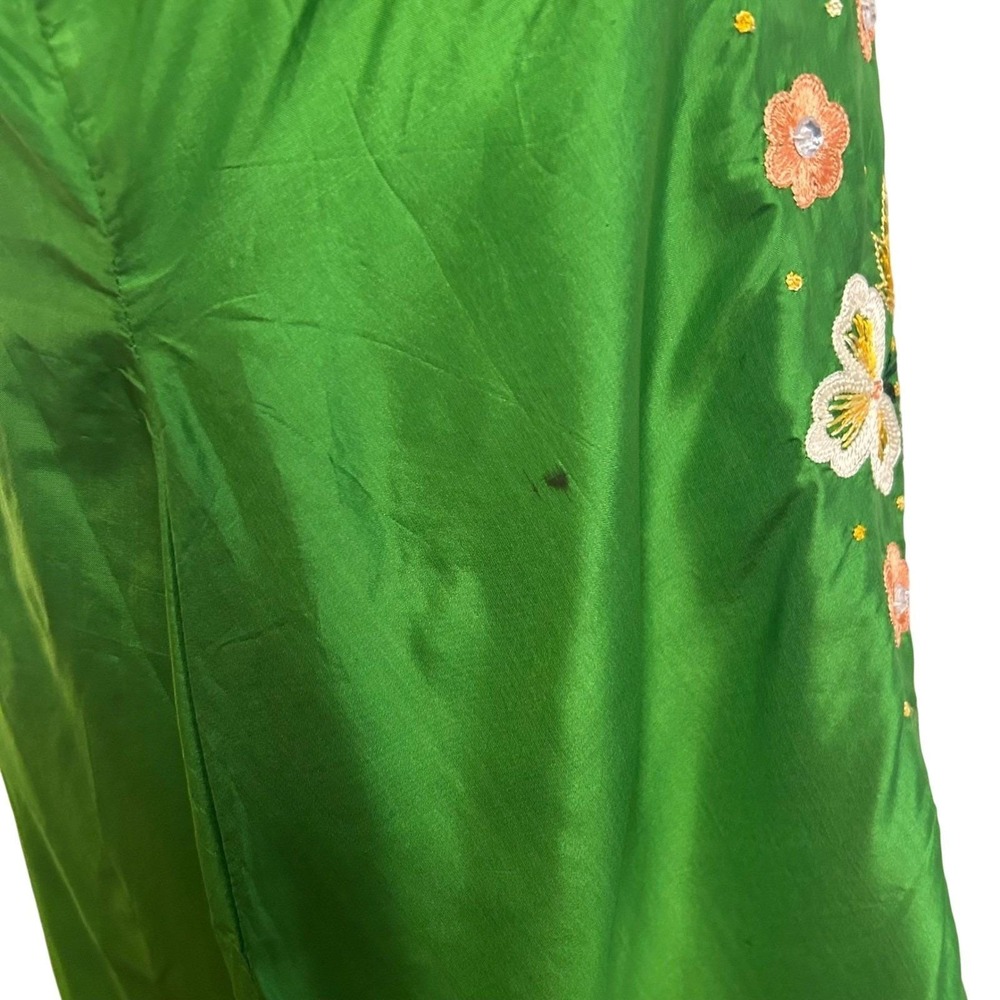 Vintage Embroidered Kaftan Midi Dress Green Good - Picture 12 of 16